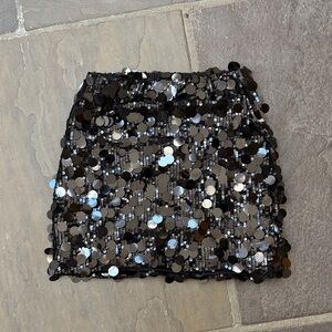 Black Sequin Mini Skirt - Shimmering Party Skirt